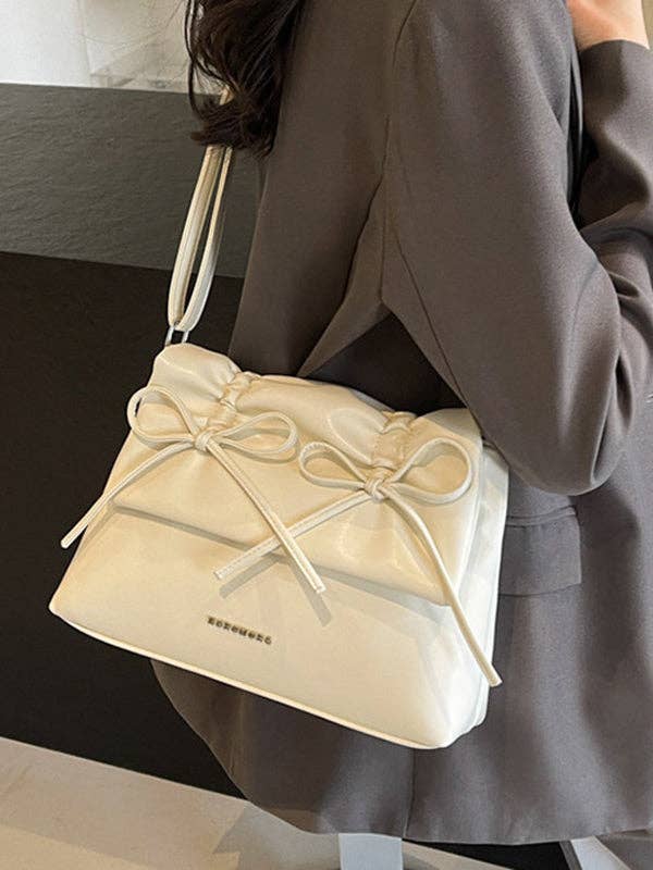 Bowknot Pleated Solid Color Crossbody Bags