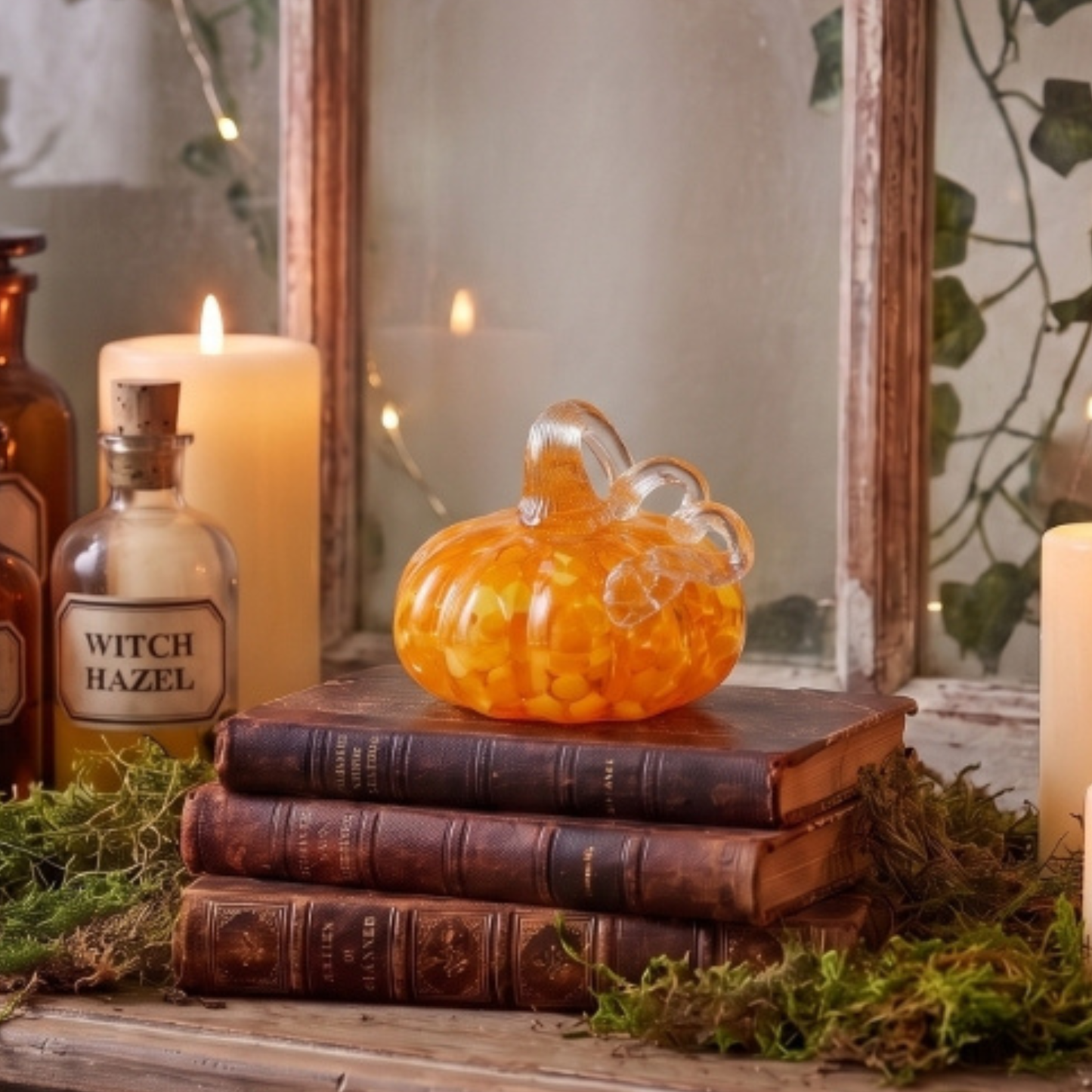 Light Orange & Yellow Glass Pumpkin - 4"