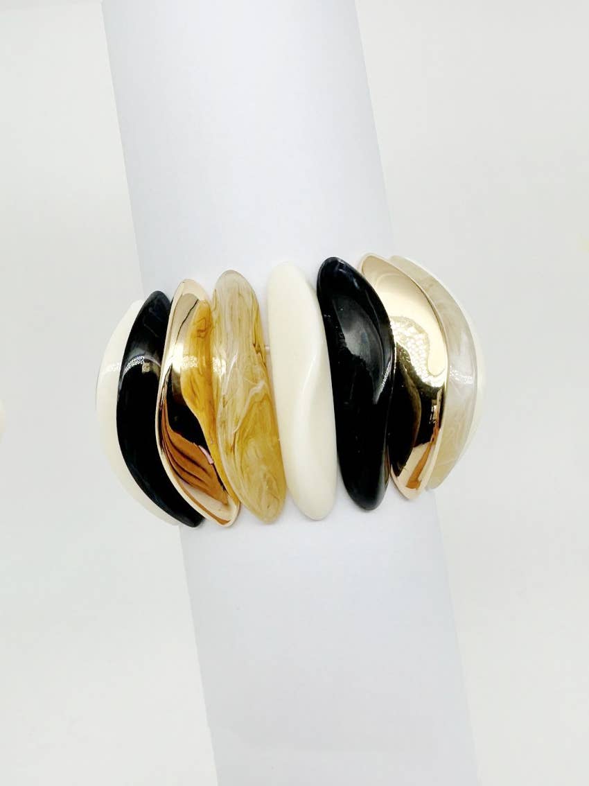 B25149 Bold All-around Curved Half-Ellipse Stretch Bracelet
