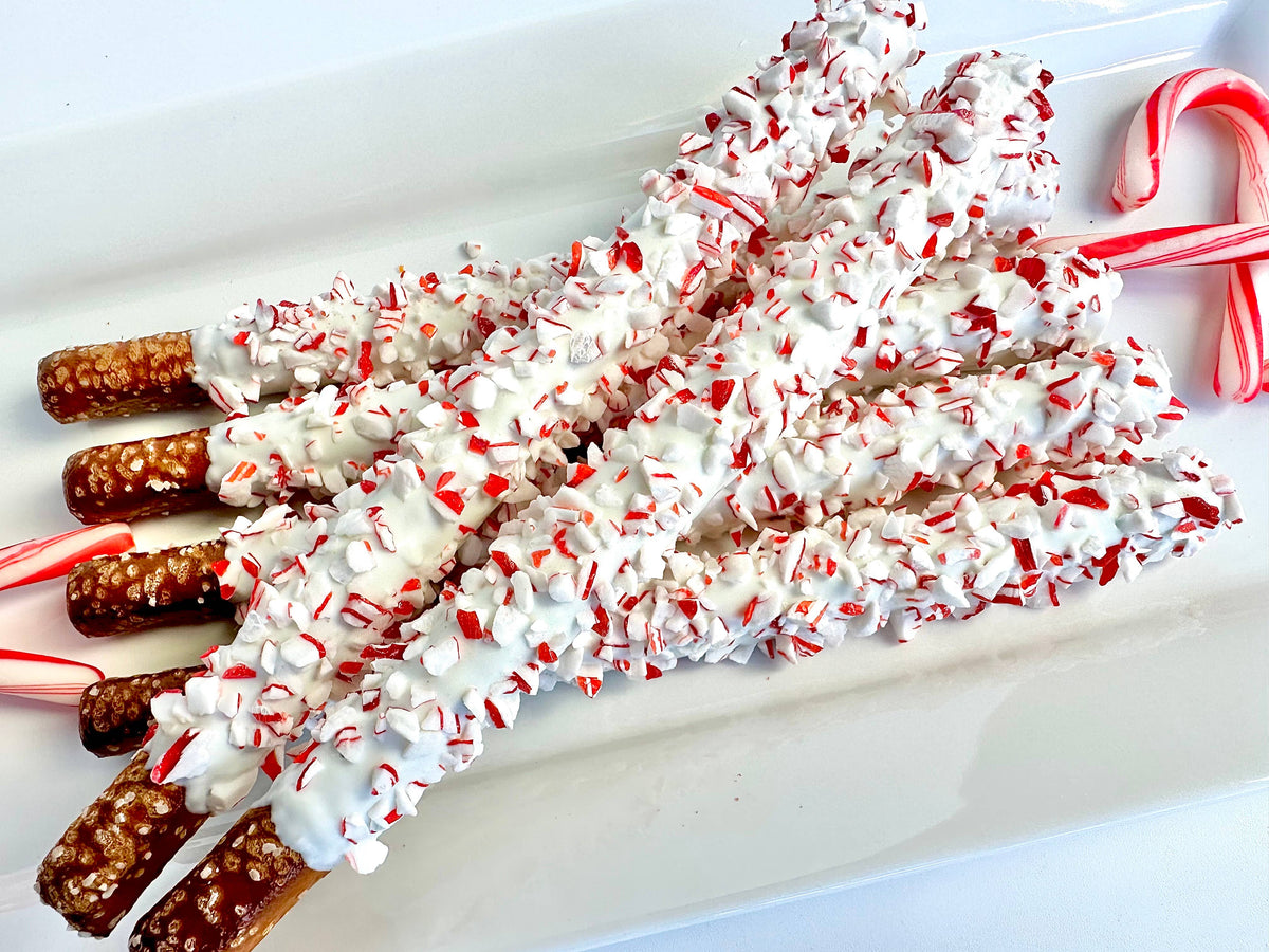 White Chocolate Peppermint Pretzels