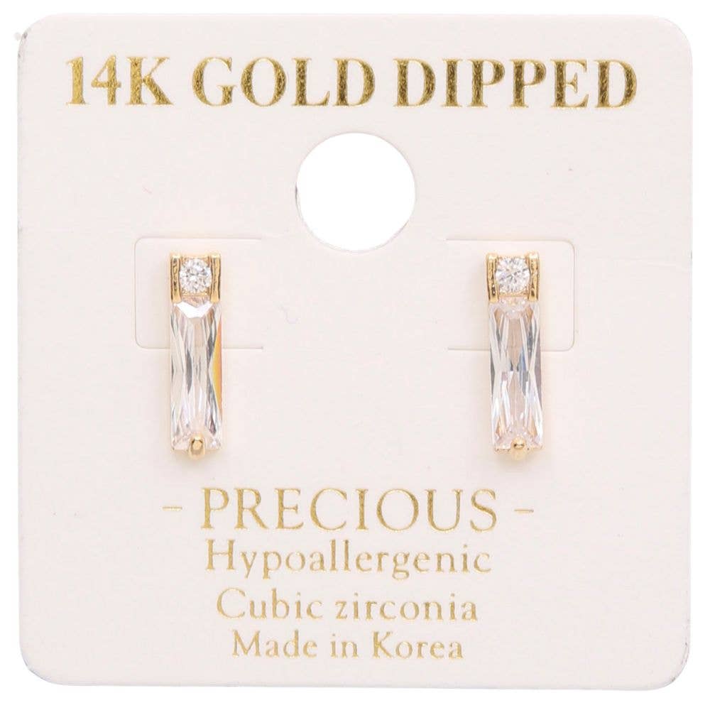 14K GOLD DIPPED CRYSTAL RECTANGLE EARRING, KME 8702