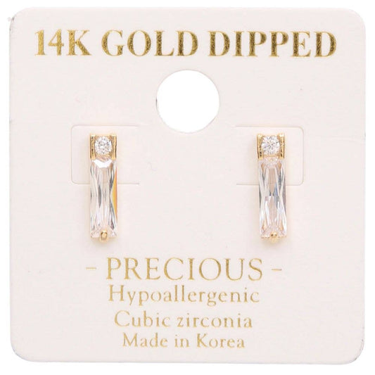 14K GOLD DIPPED CRYSTAL RECTANGLE EARRING, KME 8702