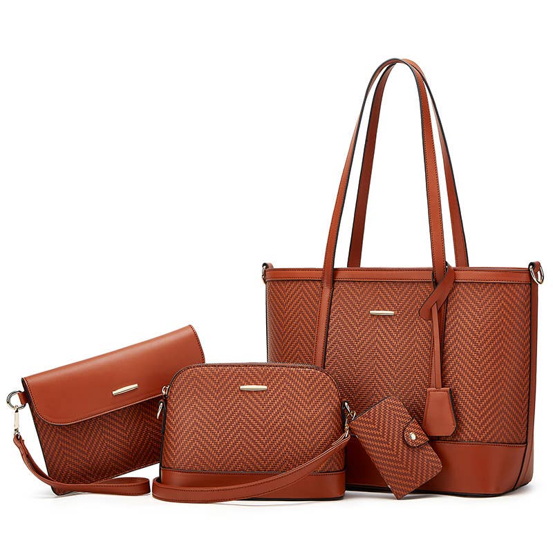 Textured Tote Bag 4-Piece Set