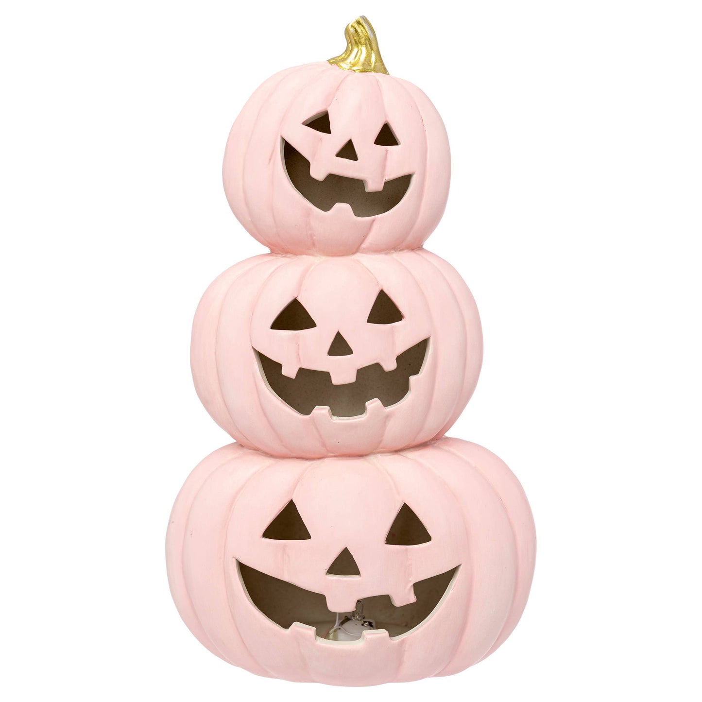 10.5" Pink Led Jack-O-Stack Fall Autumn Halloween