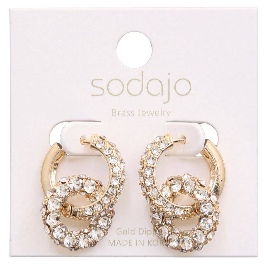 SODAJO DOUBLE CIRCLE LINK GOLD DIPPED EARRING, 95846 E