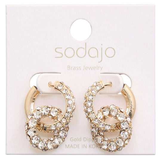 SODAJO DOUBLE CIRCLE LINK GOLD DIPPED EARRING, 95846 E