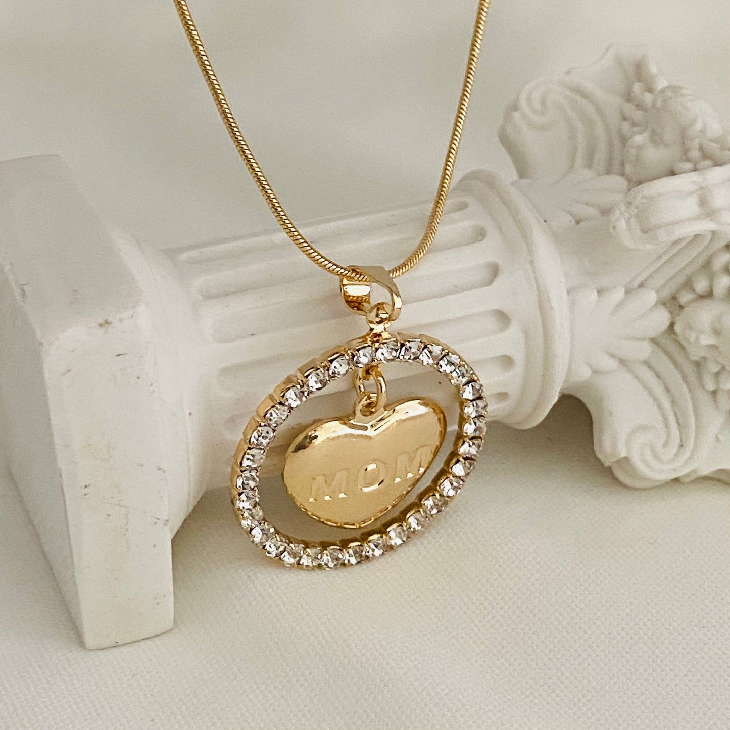 CZ Charm Mom Necklace, Mama Necklace, To My Mom Necklace