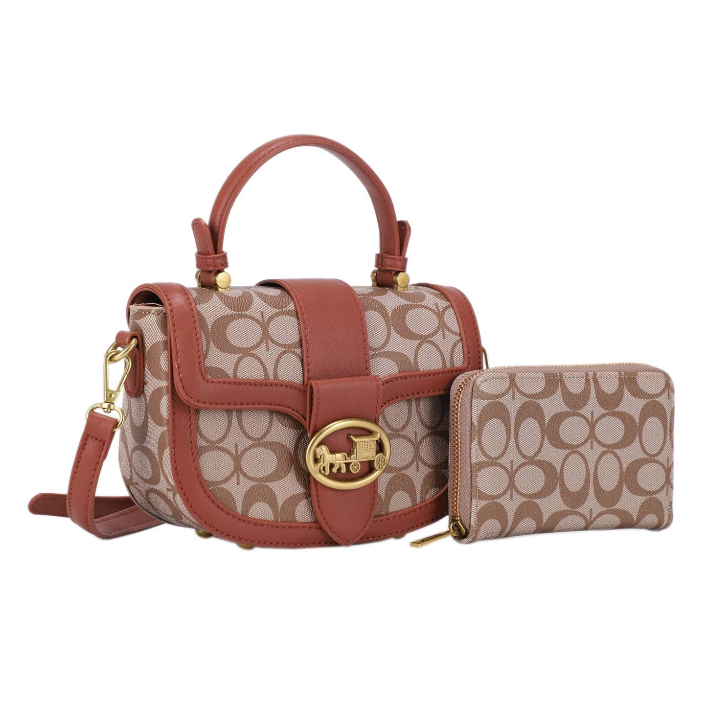 Signature Print Mini Satchel Crossbody Bag with Matching Wal