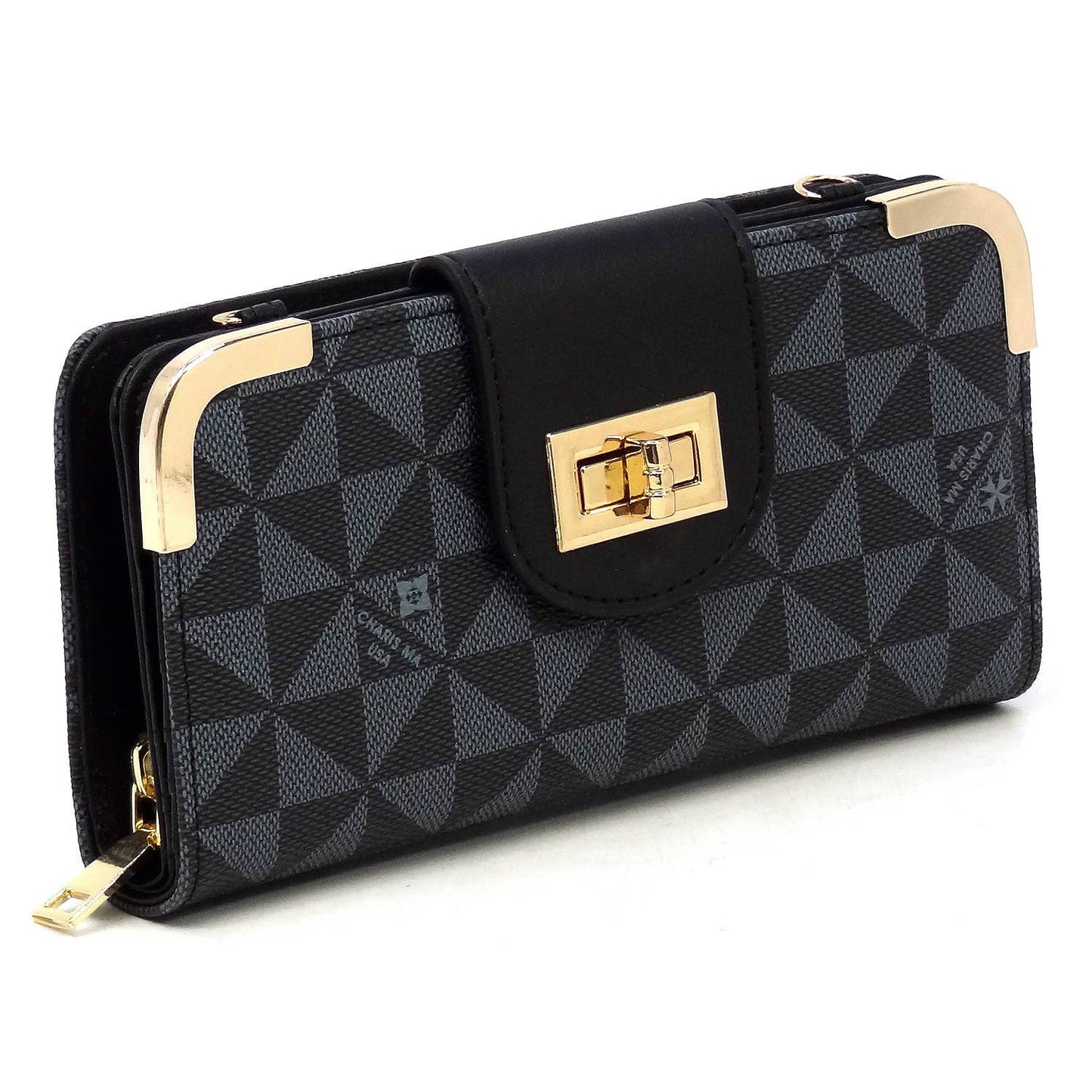 PM041 Monogram Turn Lock Crossbody Wallet