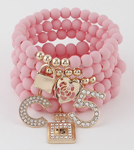 Multiple Charm Beads Stretchable Bracelet 1239-1