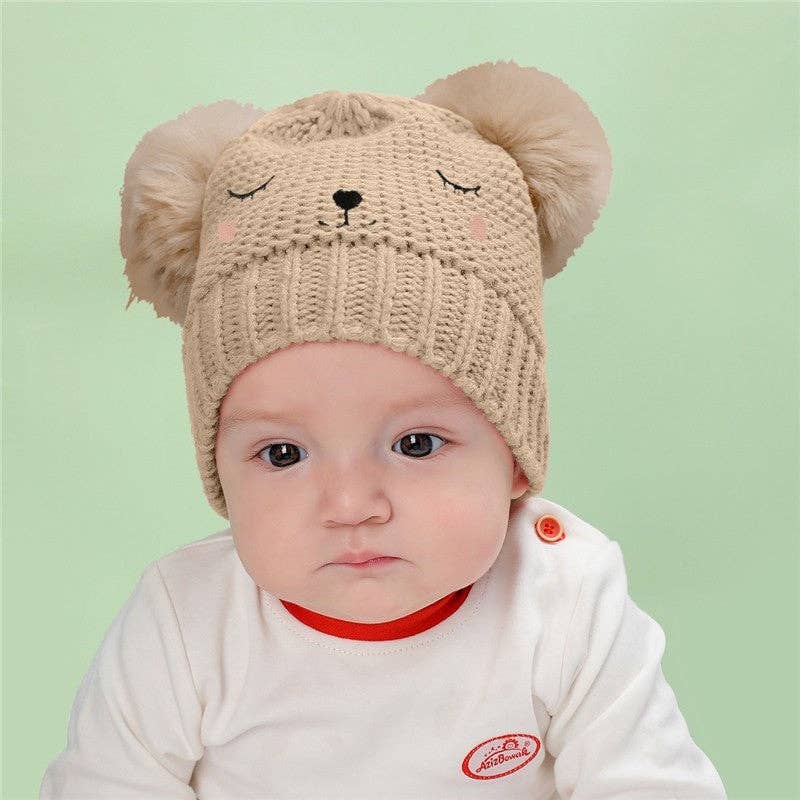 Kids Cute Smile Face Warm Knitted Beanie Hat