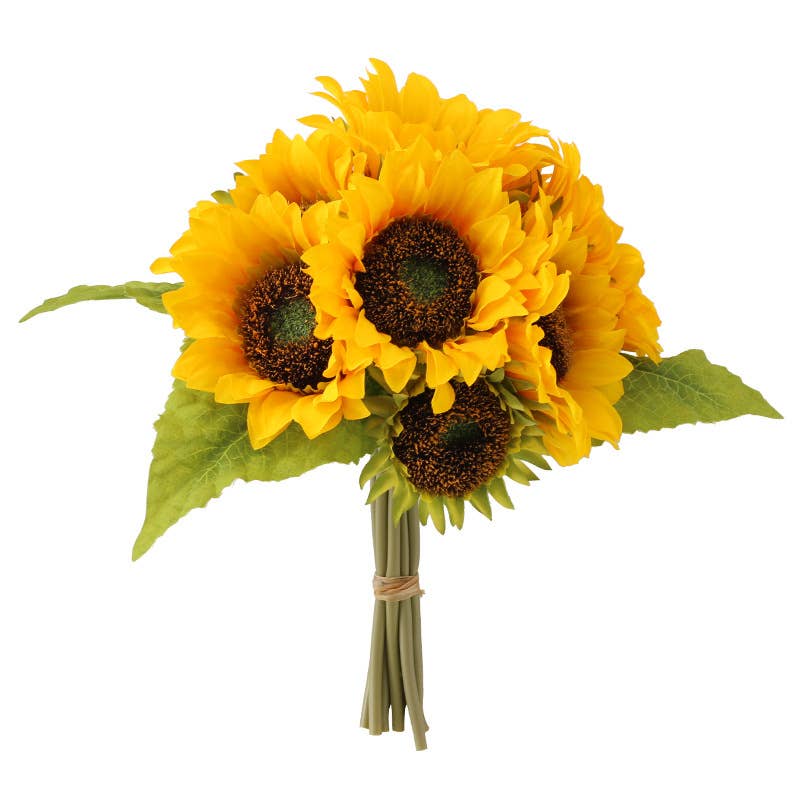 Silk Sunflower Bouquet, Fall Decorative Flowers, Yellow