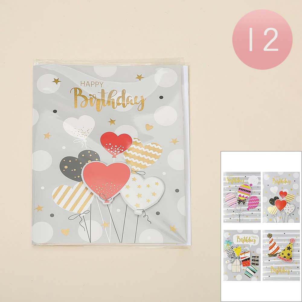 12PCS - Assorted Happy Birthday Card Set