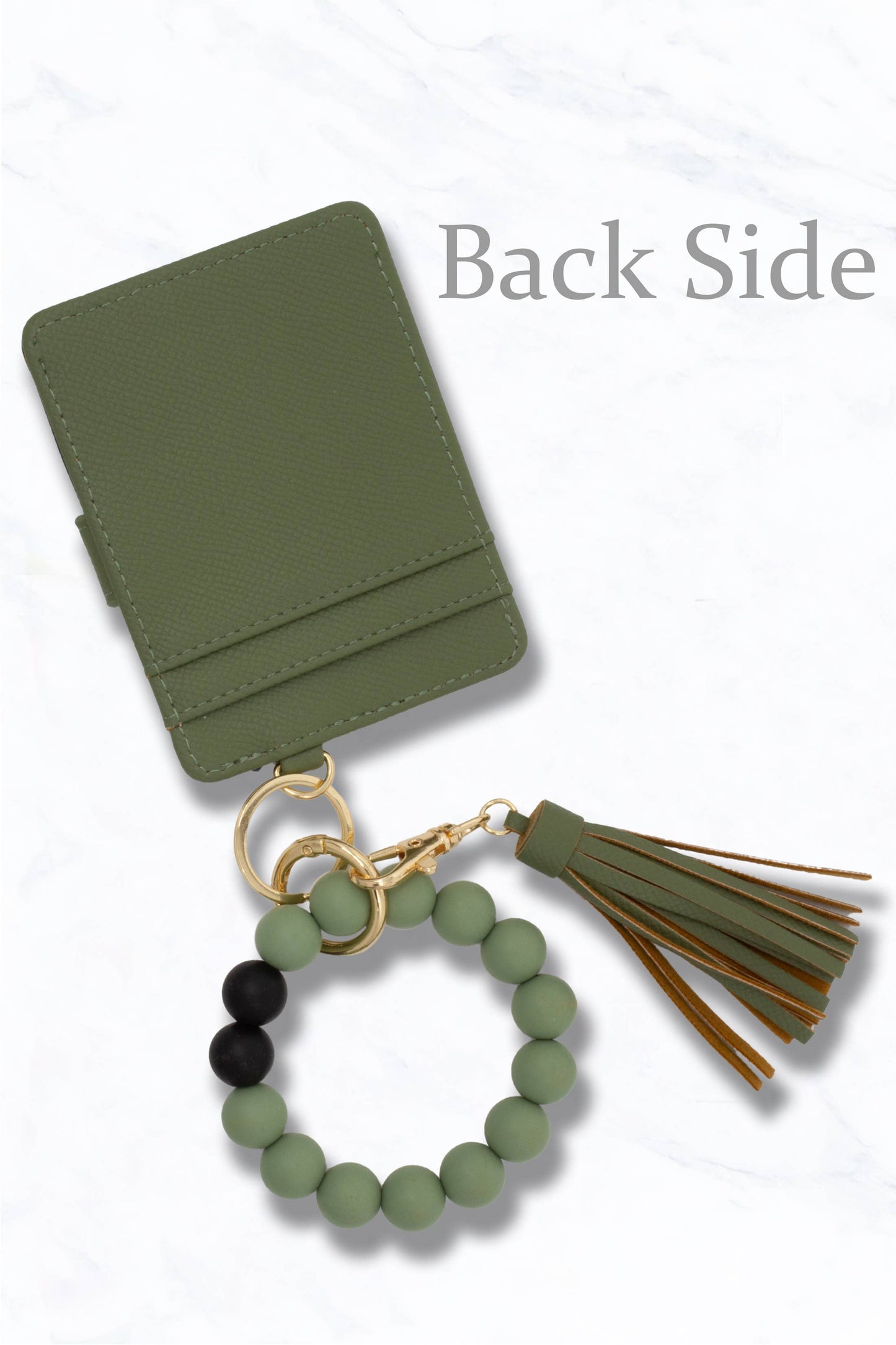 Faux Leather Card Holder Wallet Keychain