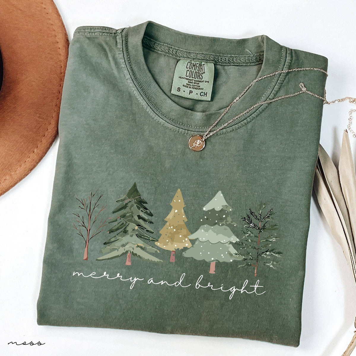 Comfort Colors Merry and Bright Trees, Xmas Holiday Shirt