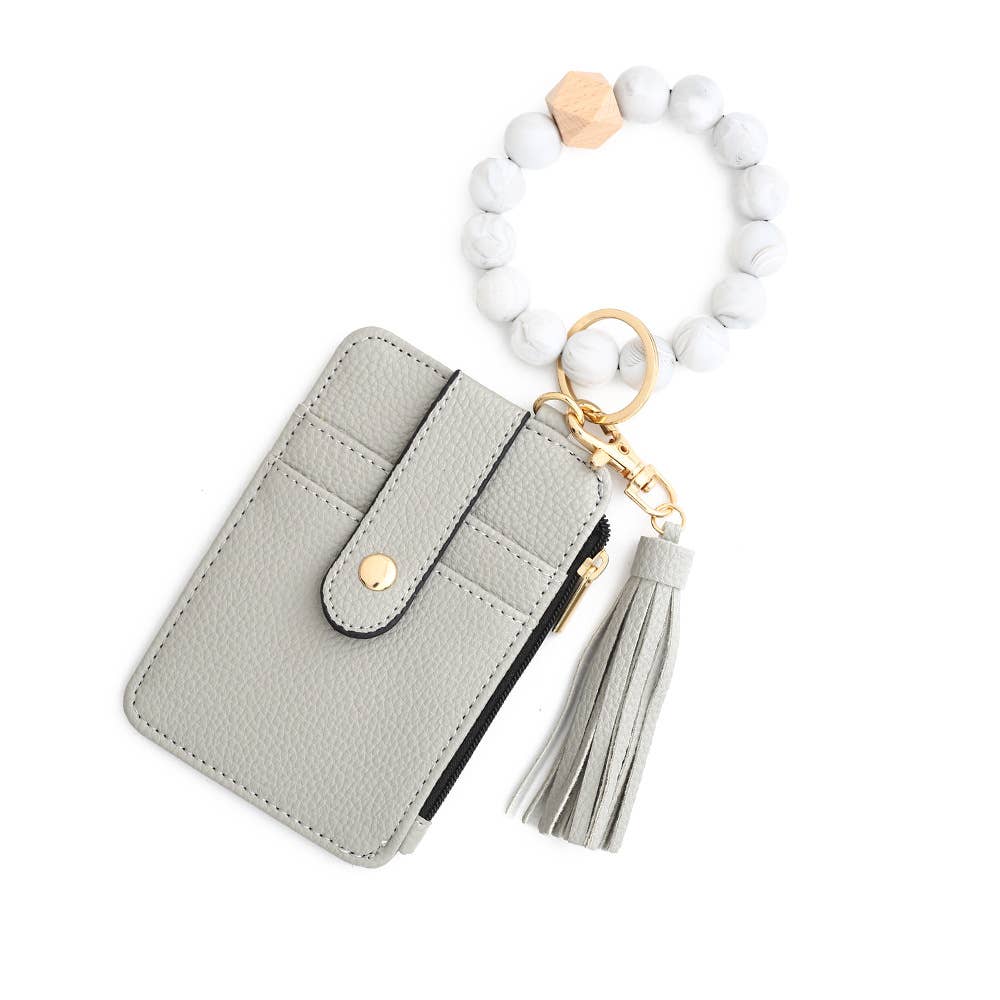 Multi-Colored Leopard Print Bracelet Card Slot Keychain