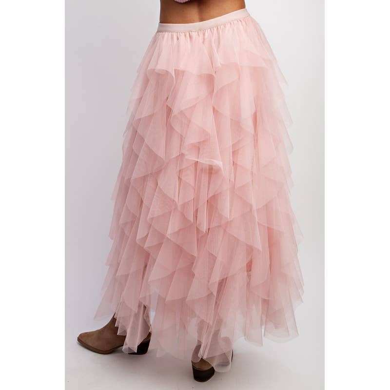 CASCADING TULLE MESH LAYERED MAX SKIRT