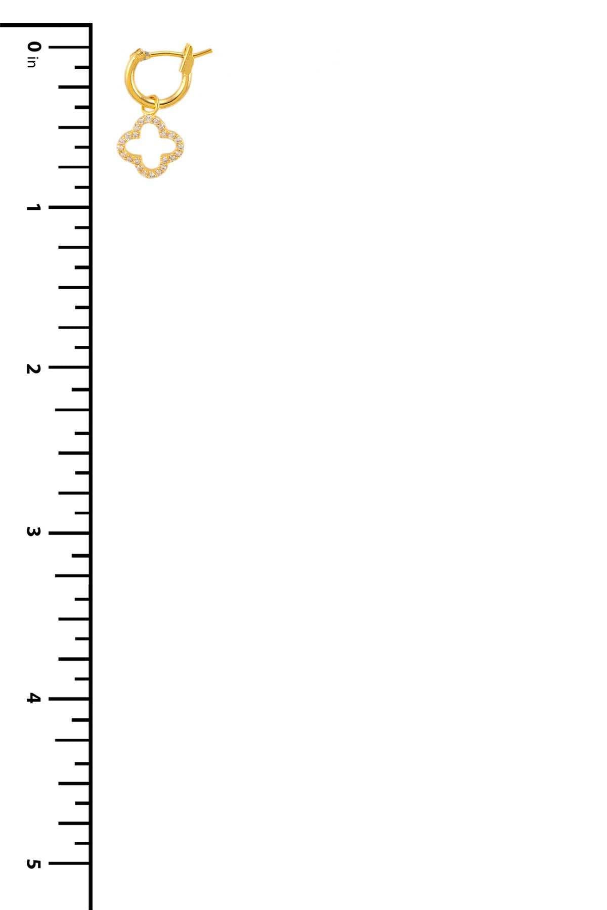 GOLD DIPPED CLOVER SHAPE DANGLE HOOP EARRING SB18478-