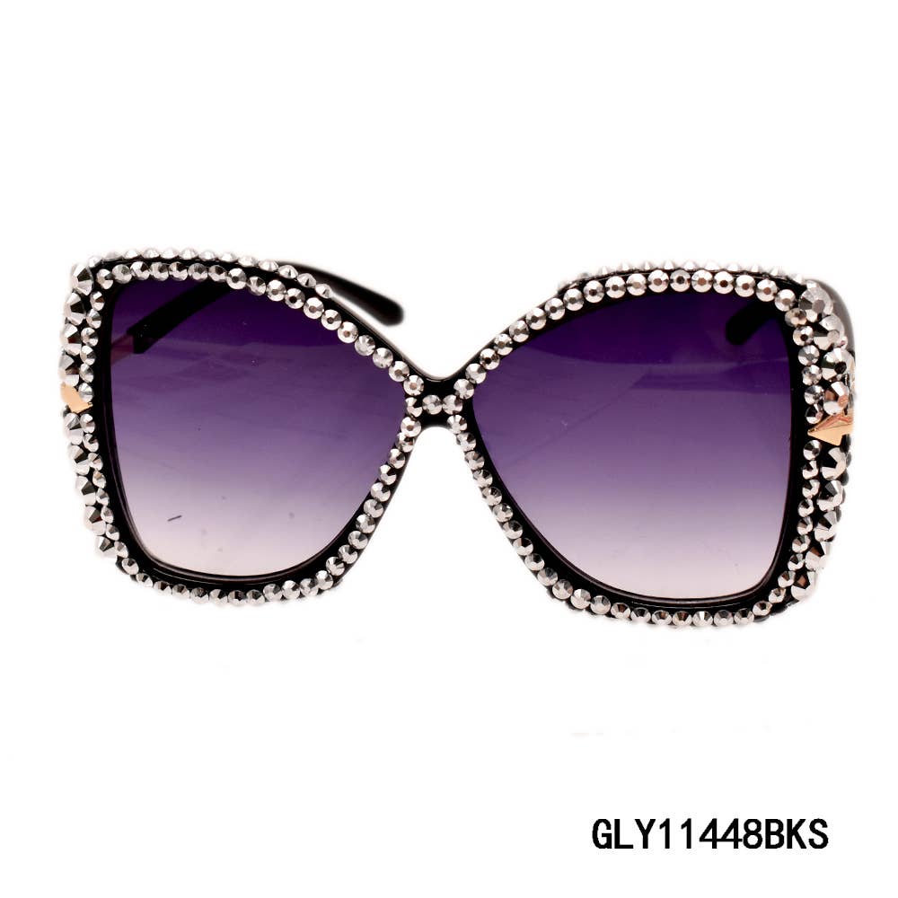 Sparkling Rhinestone Square Sunglasses