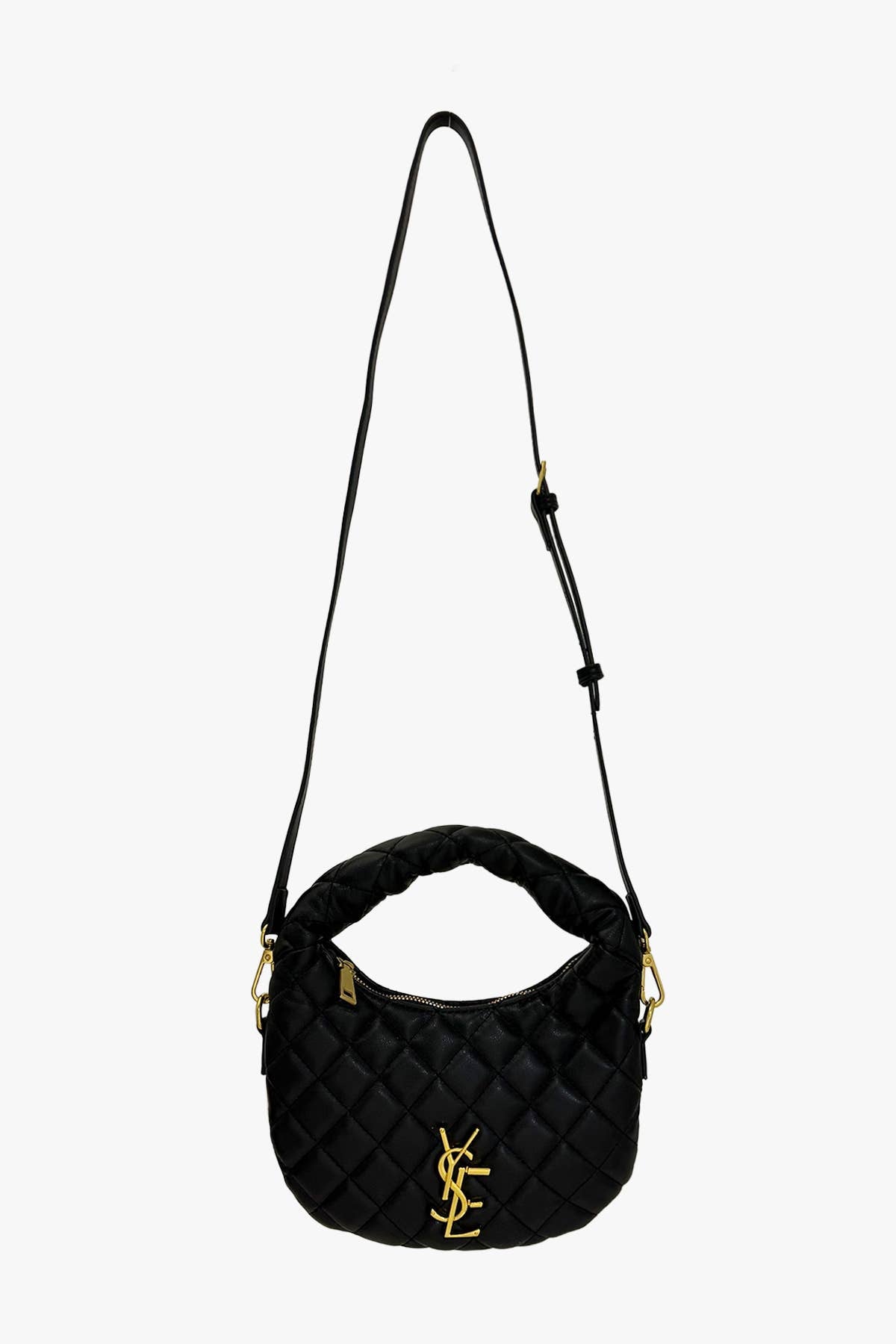 DIAMOND QUILTED BOXY CRESCENT CROSSBODY BAG 6910