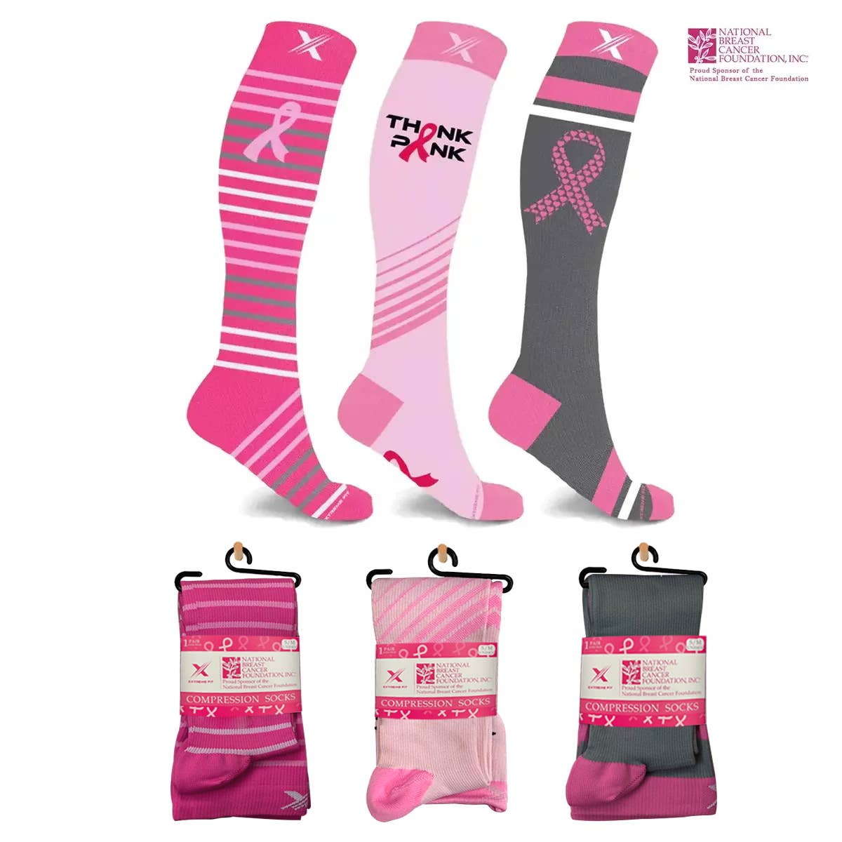 BCA KNEE-HIGH COMPRESSION SOCKS - 3 ASST STYLES