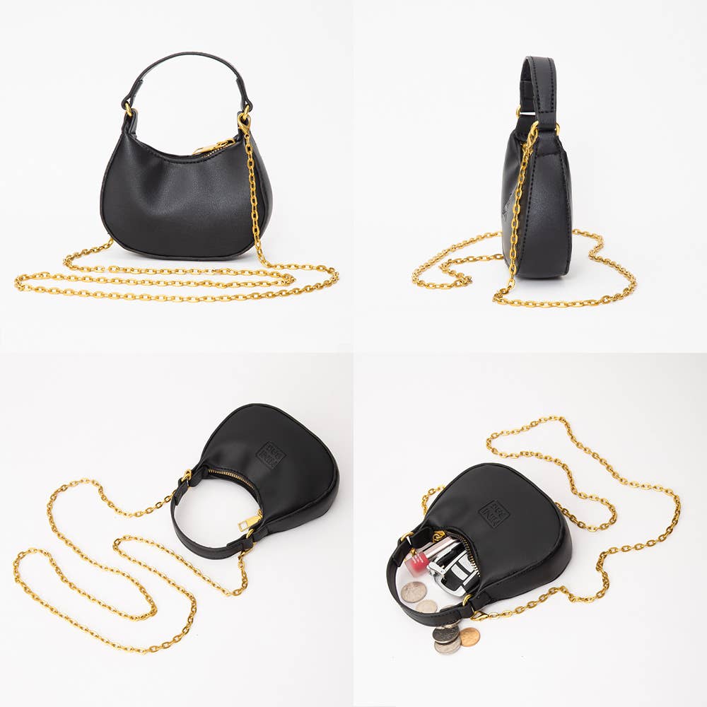 Faux Leather Chic Mini Hobo Handbag / Crossbody Bag