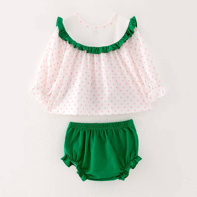 Baby Girls Merry Christmas Embroidery Romper Set