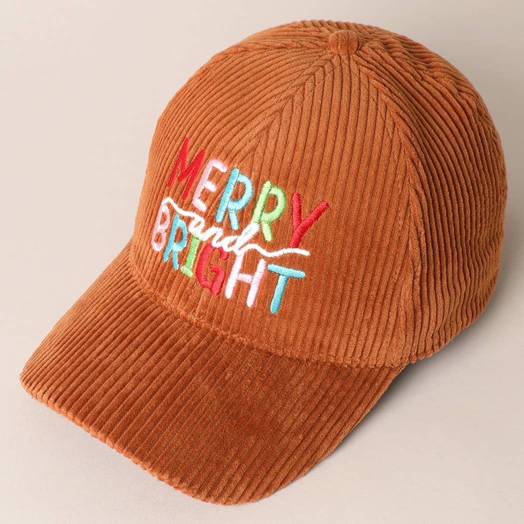 MERRY BRIGHT Embroidery Corduroy Cap
