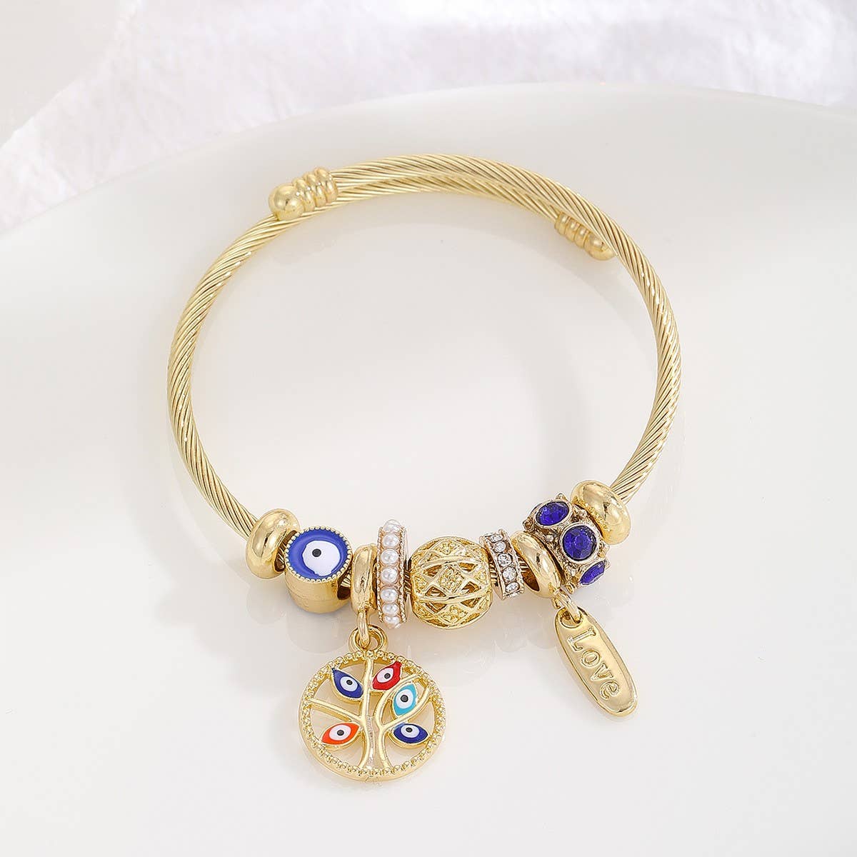 Gold Stainless Steel Dolphin Tail Bracelet_CWMM8490