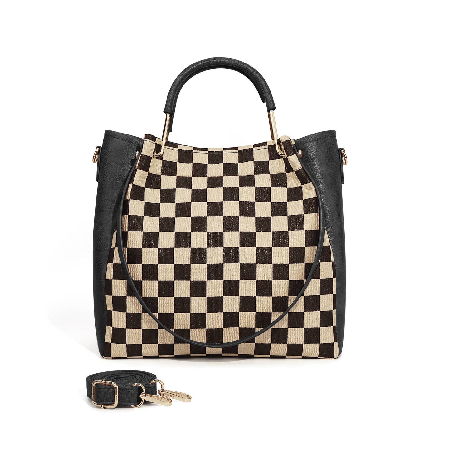 PU Checkered Handbag Tote Crossbody