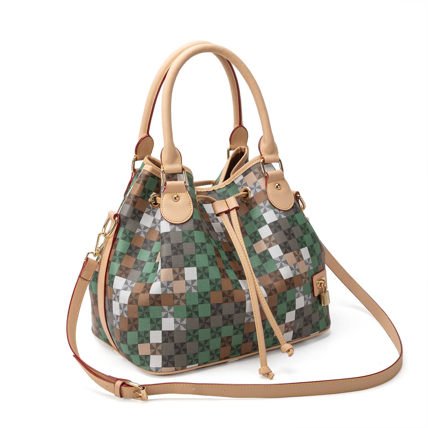 Camouflage drawstring bucket bag handbag