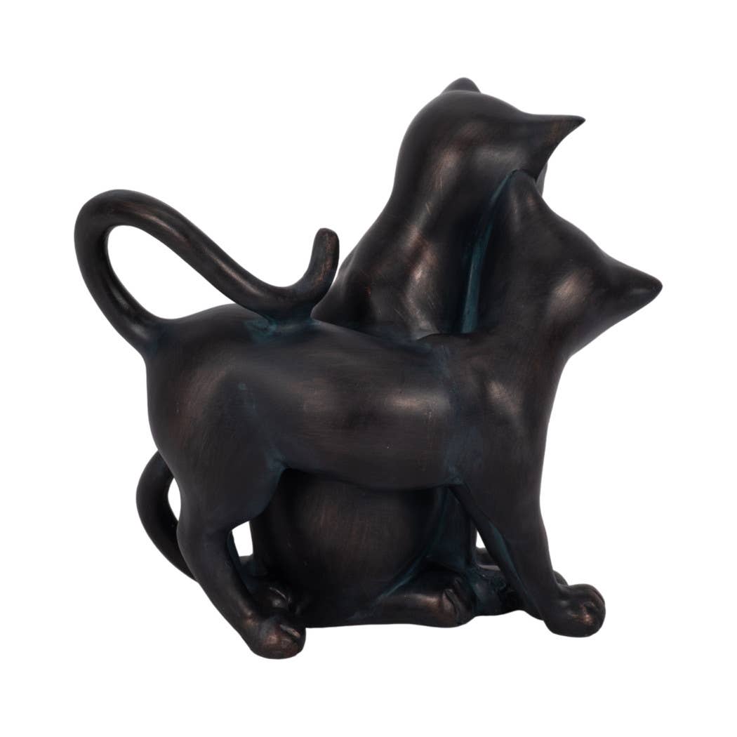 Resin Artistic Whimsical Cats Garden Statue - Bronze, 7 in.