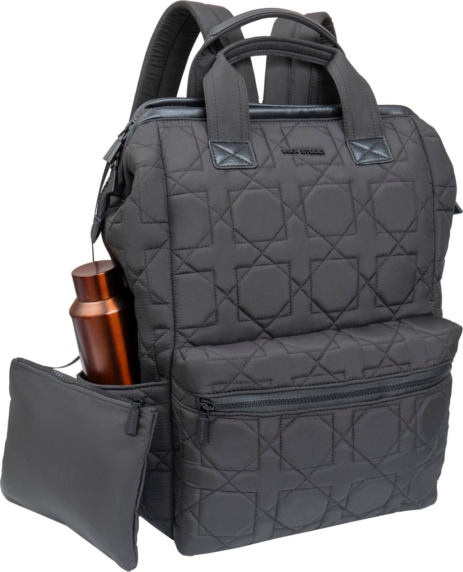 Max Studio Square Quilted Backpack with Front Zippered