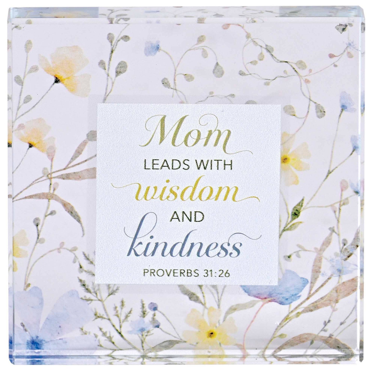 Tabletop Glass Plaque Floral Mom 3X3