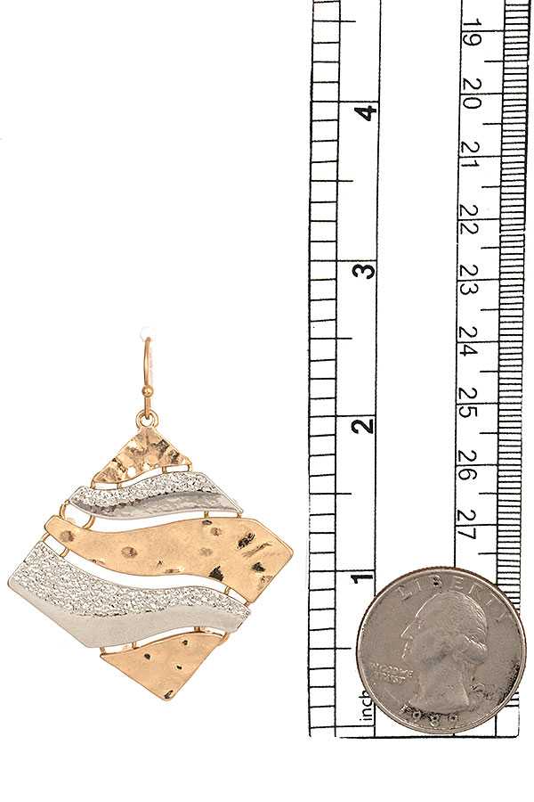 HAMMERED MIX LINK DIAMOND DROP EARRING 13