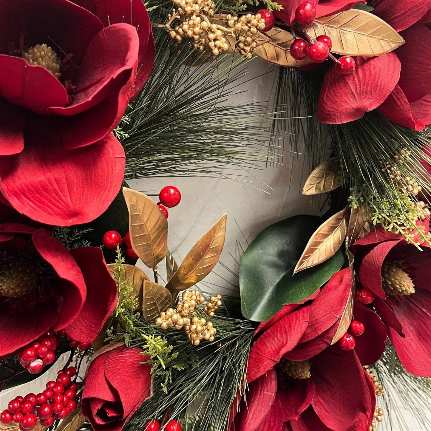 24” Golden Estate Magnolia Wreath | Luxury Christmas