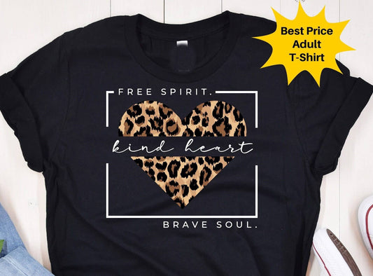 Kind Heart, Free Spirit, Brave Soul T-Shirt | Leopard Print