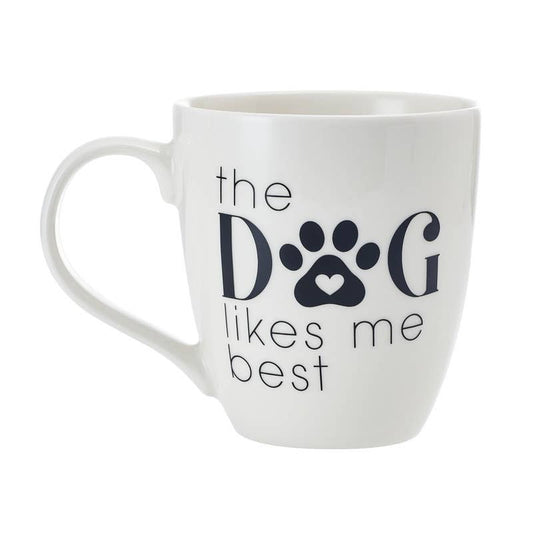 Pfaltzgraff 18Oz Barrel Mug Dog Likes Me Best, Open Stock
