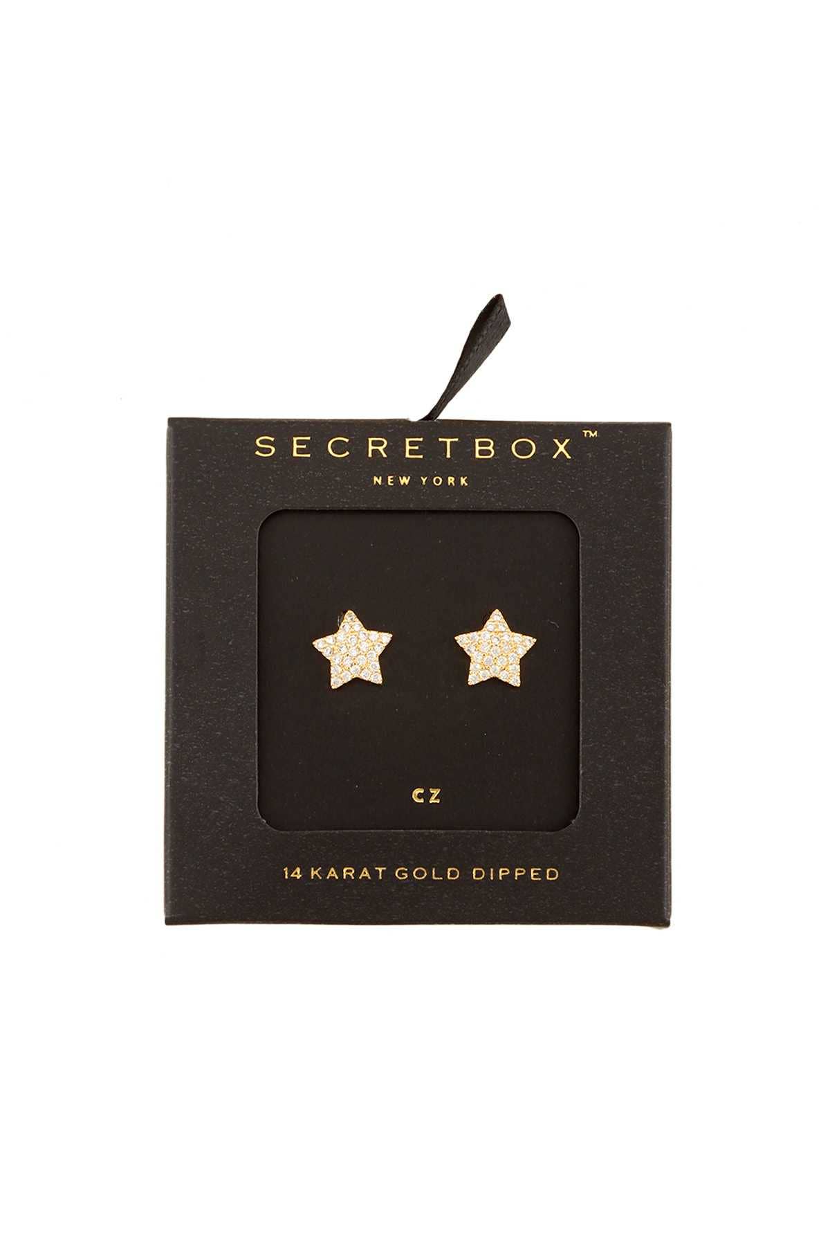 Gold Dipped Rhinestone Star Cubic Earring 65-1