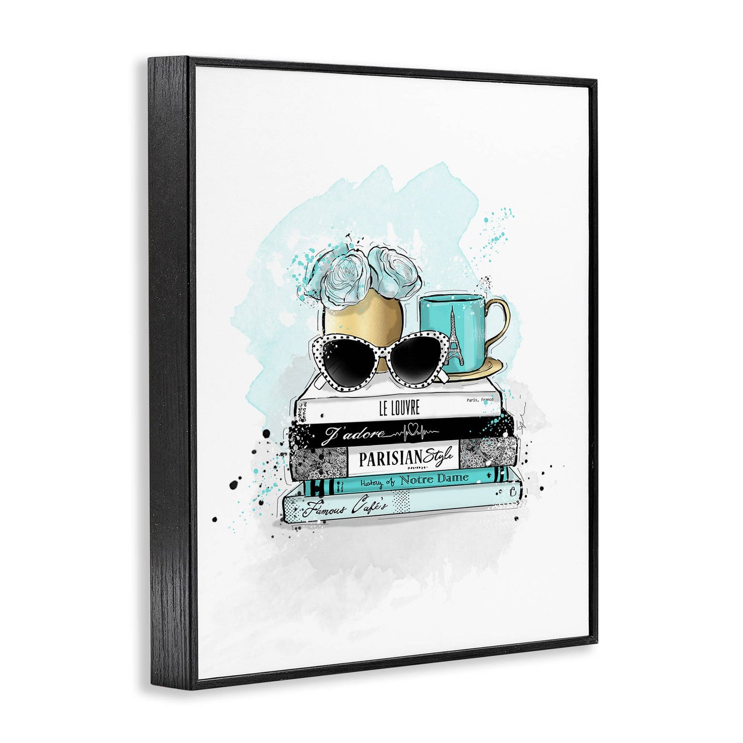 Turquoise Fashion Book Stack - Framed Wall Art