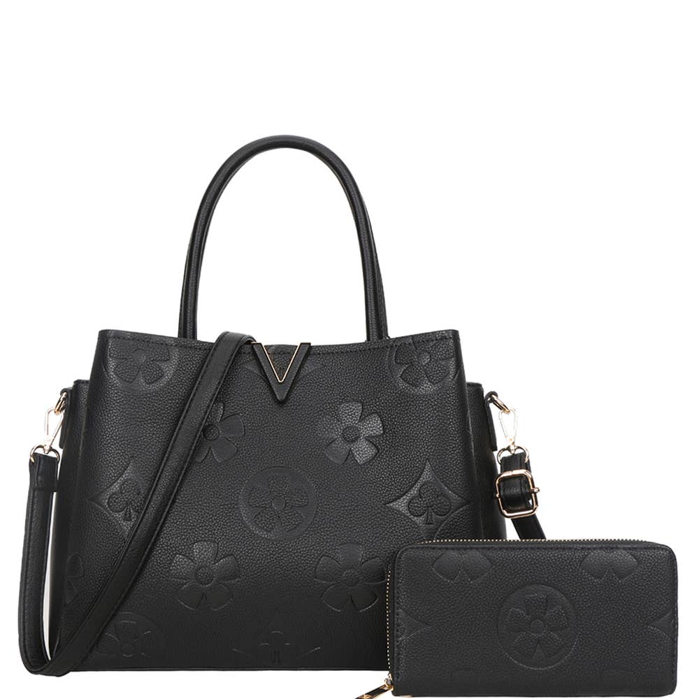 2IN1 PRINT HANDLE SATCHEL BAG WITH WALLET SET, YB 8885 W