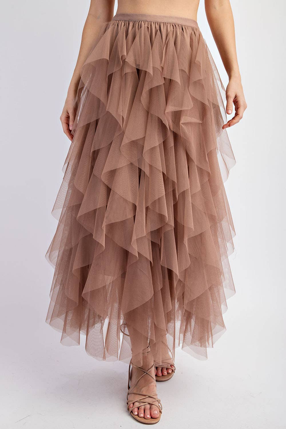 CASCADING TULLE MESH LAYERED MAX SKIRT