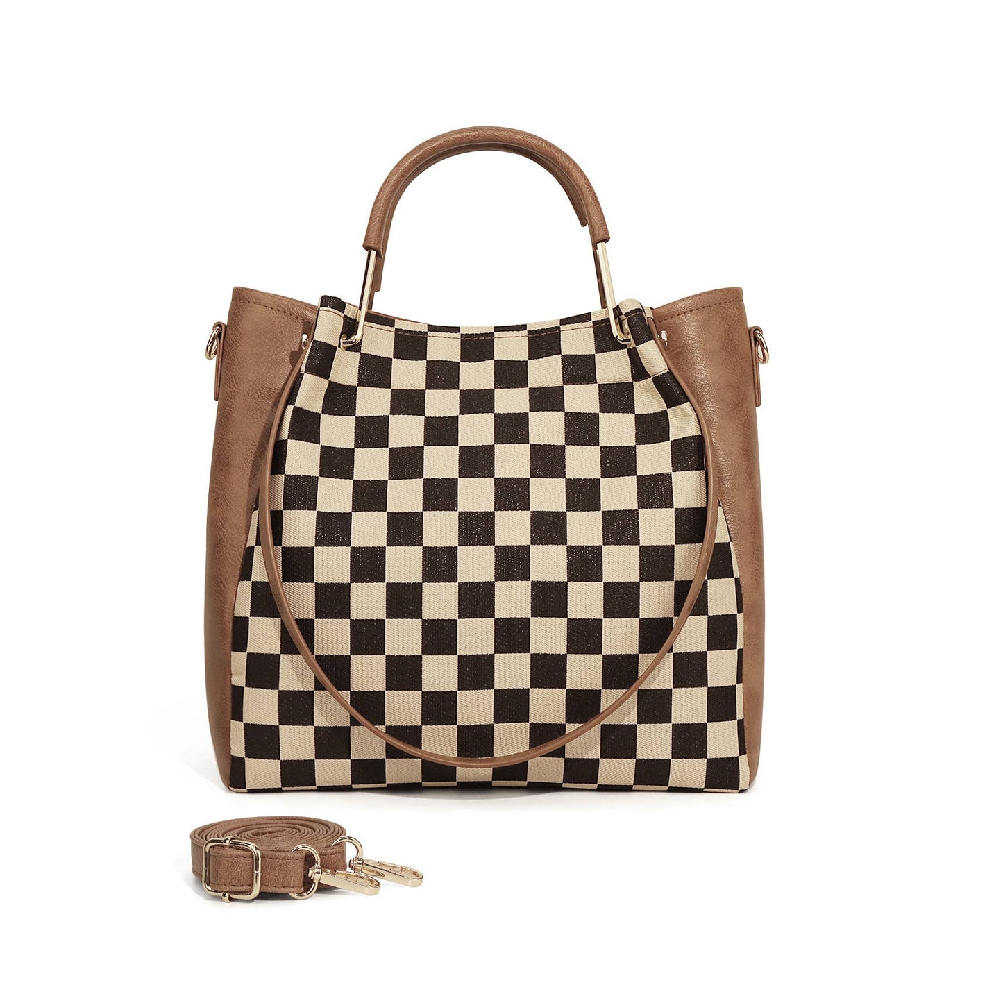 PU Checkered Handbag Tote Crossbody