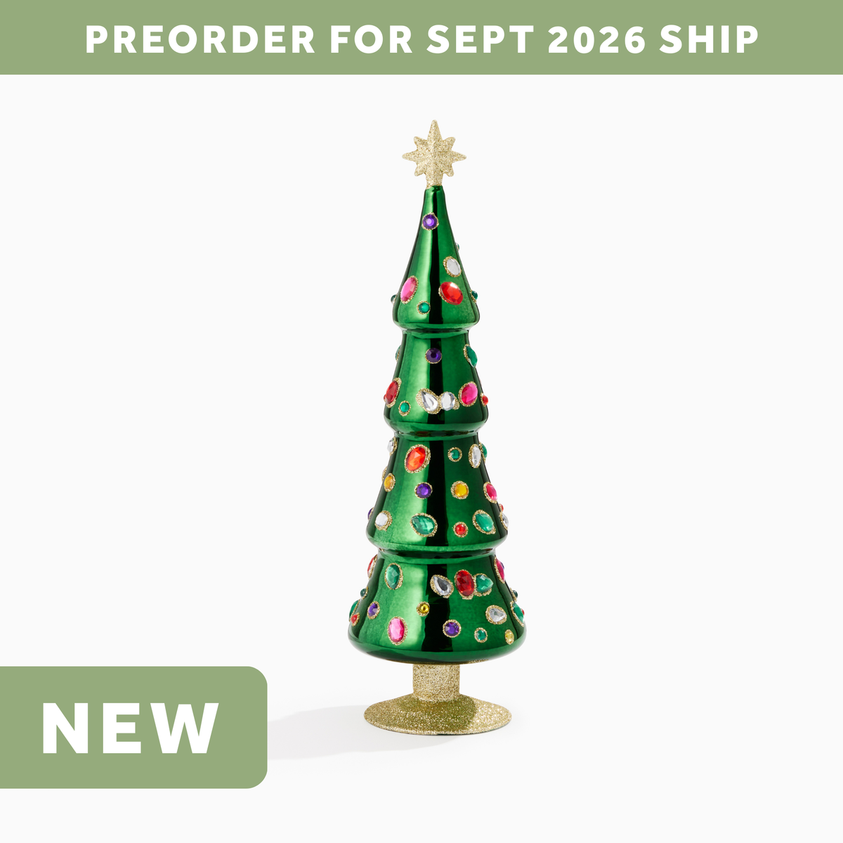 Green Grand Jewel Glass Christmas Tree – Large