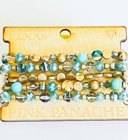 Tturquoise and gold bead bracelet 1CNC M059
