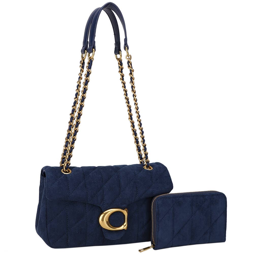 2IN1 QUILTED FASHION CROSSBODY BAG W WALLET , MS 20700A SET