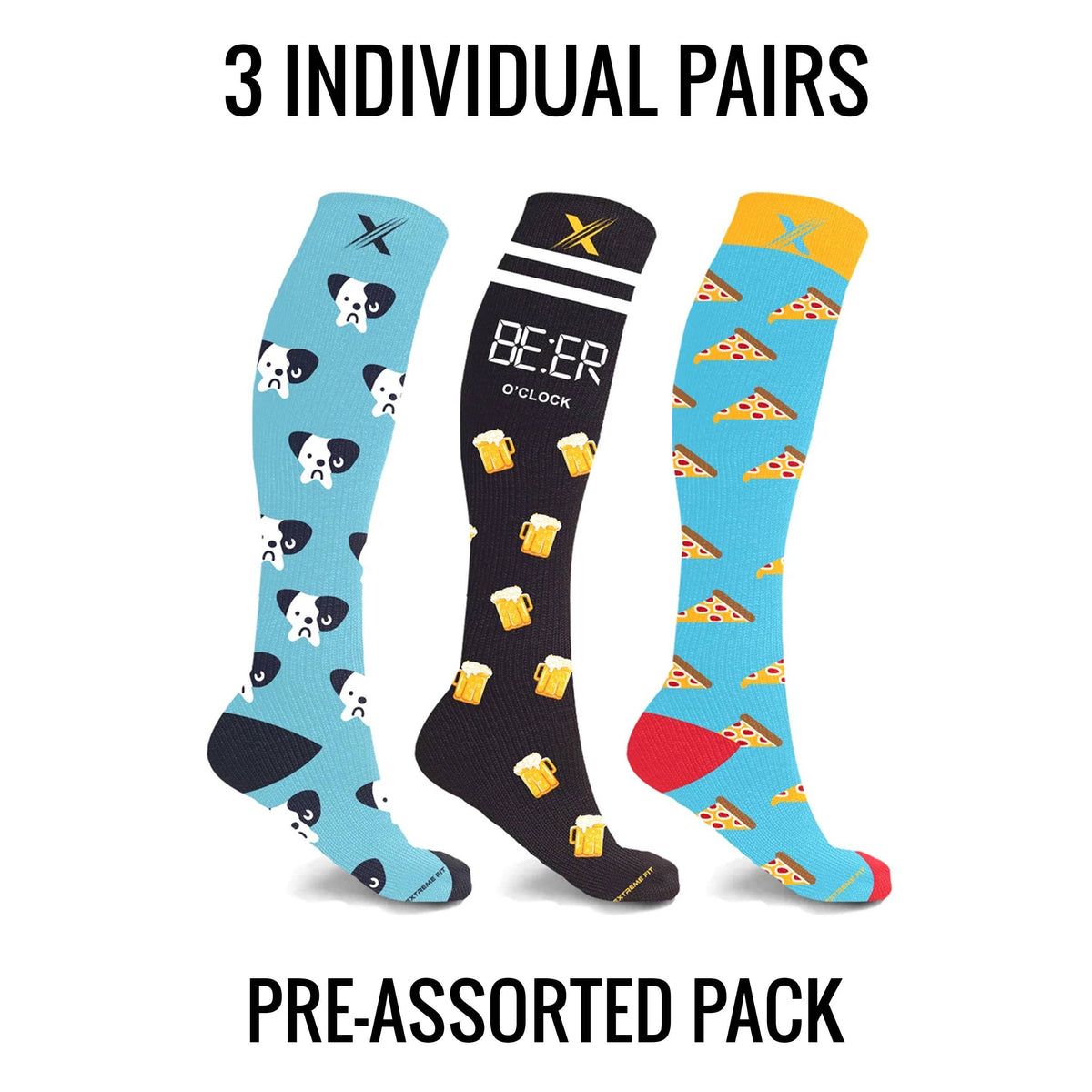 LAZY WEEKEND COMPRESSION SOCKS COLLECTION - 3 ASST STYLES