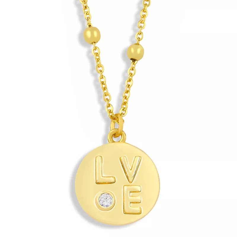 Gold bead chain with pendant