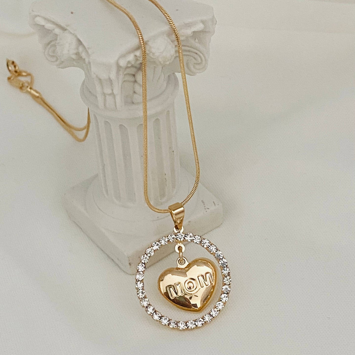 CZ Charm Mom Necklace, Mama Necklace, To My Mom Necklace