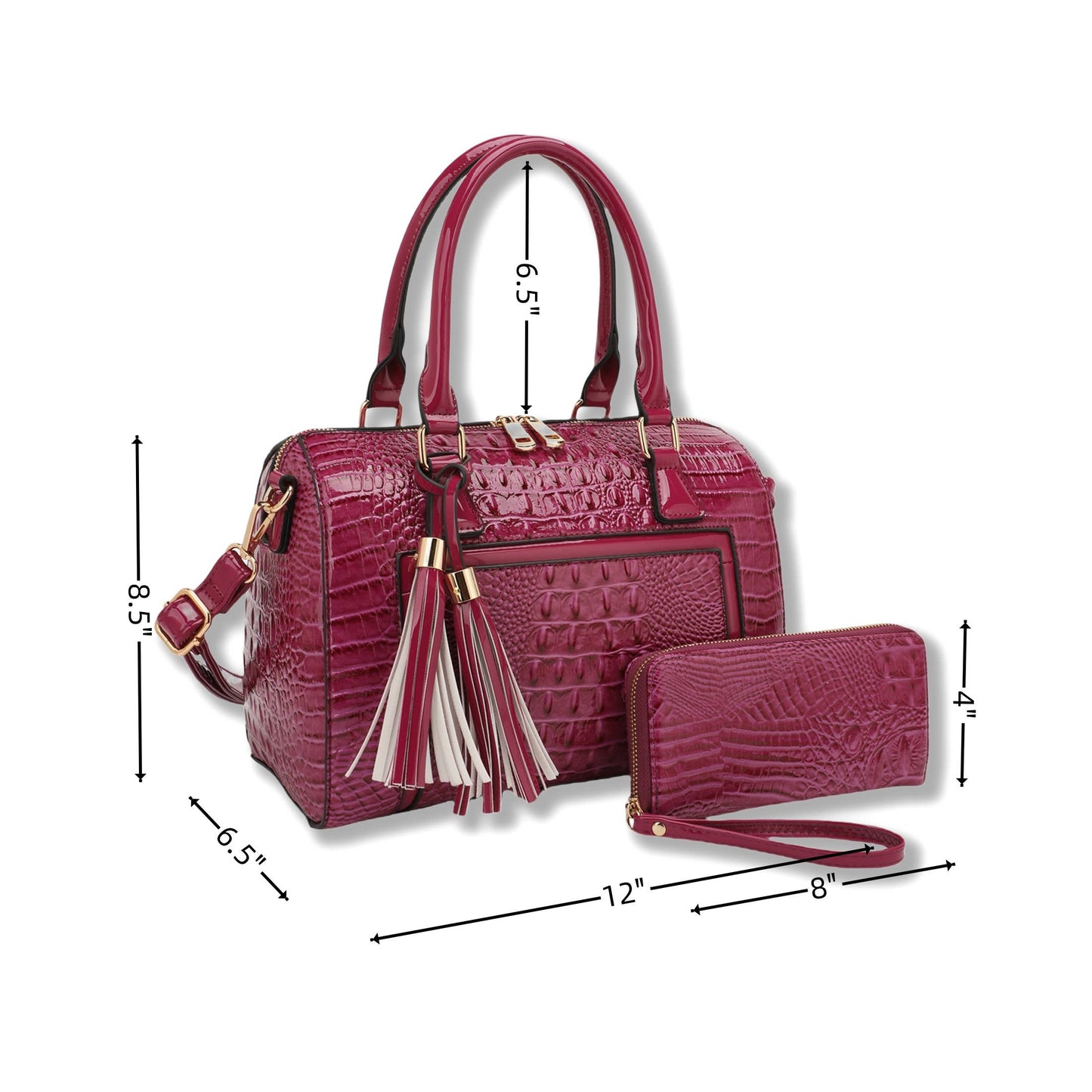 HOLLY  BOSTON BAG SET IN PATENT CROC  WITH WALLET
